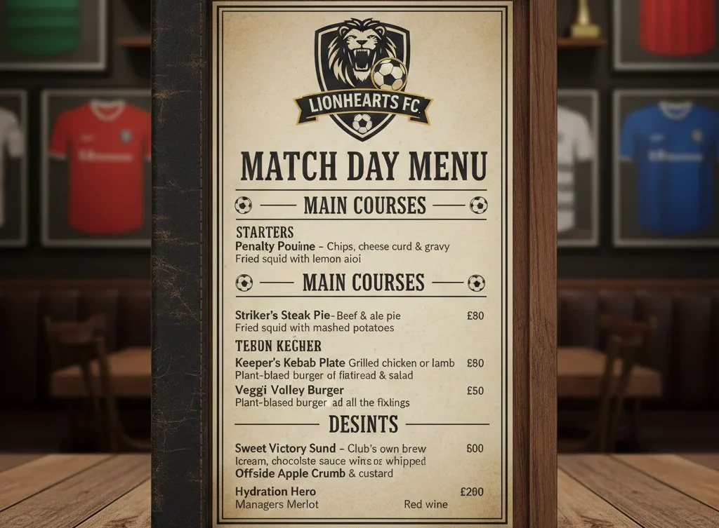 football club menu