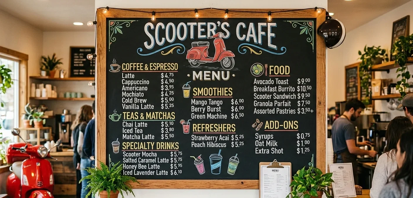 scooters menu