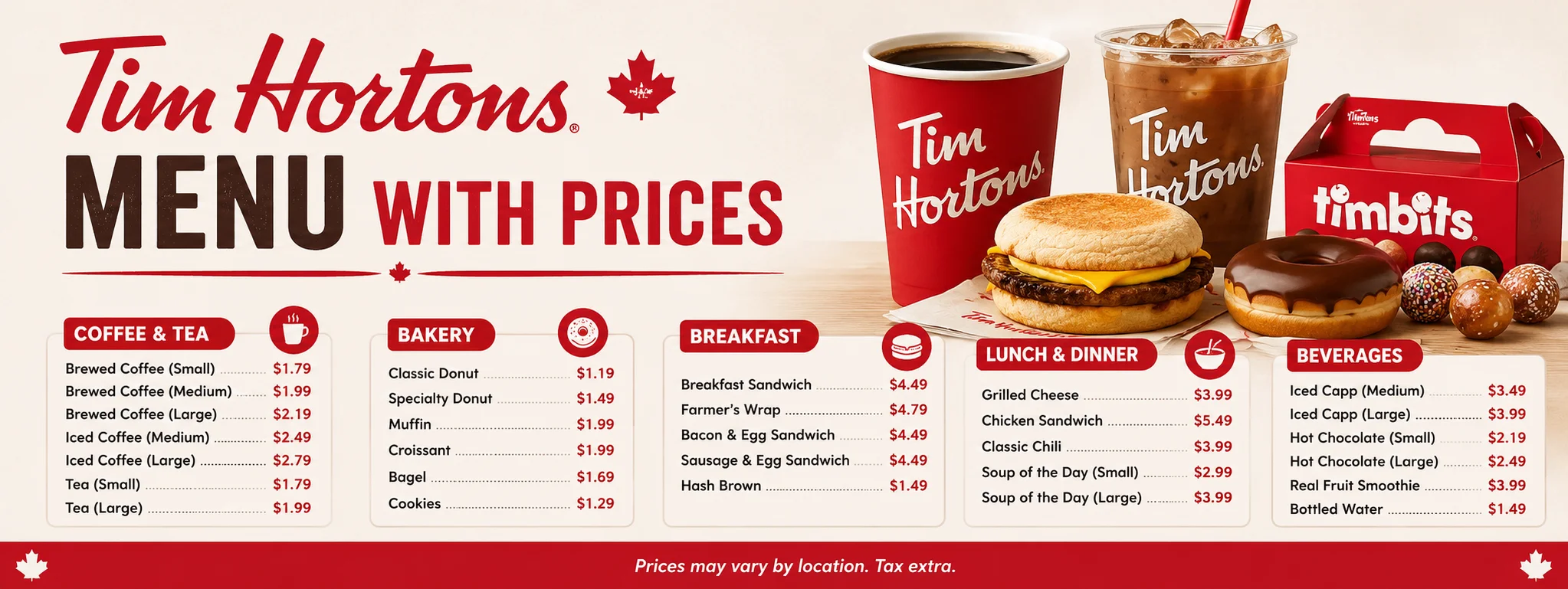 Tim Hortons Menu