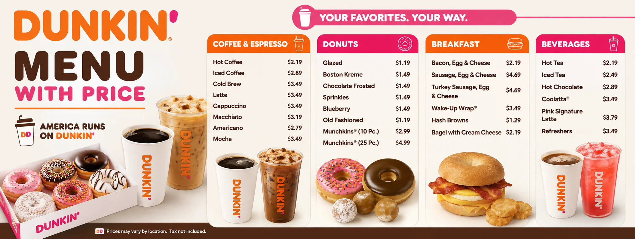 Dunkin Donuts Menu