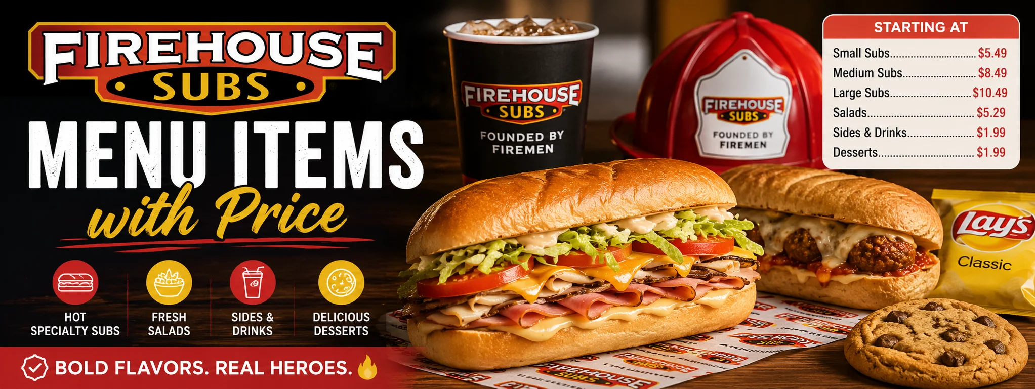 The Firehouse Subs menu