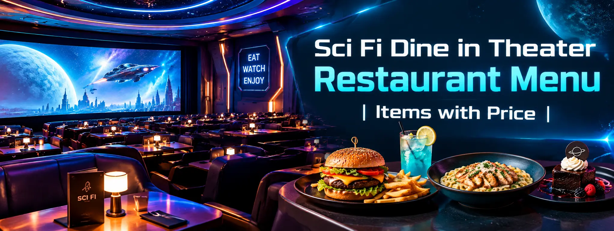 Sci Fi Dine in Theater Restaurant Menu