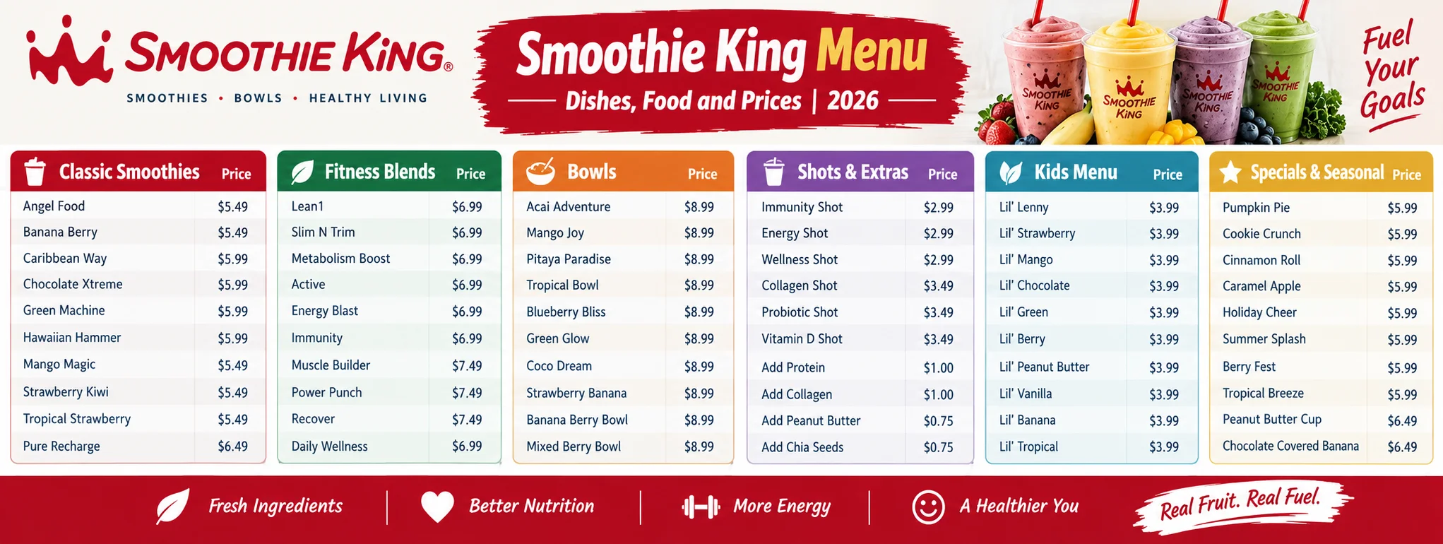 Smoothie King Menu