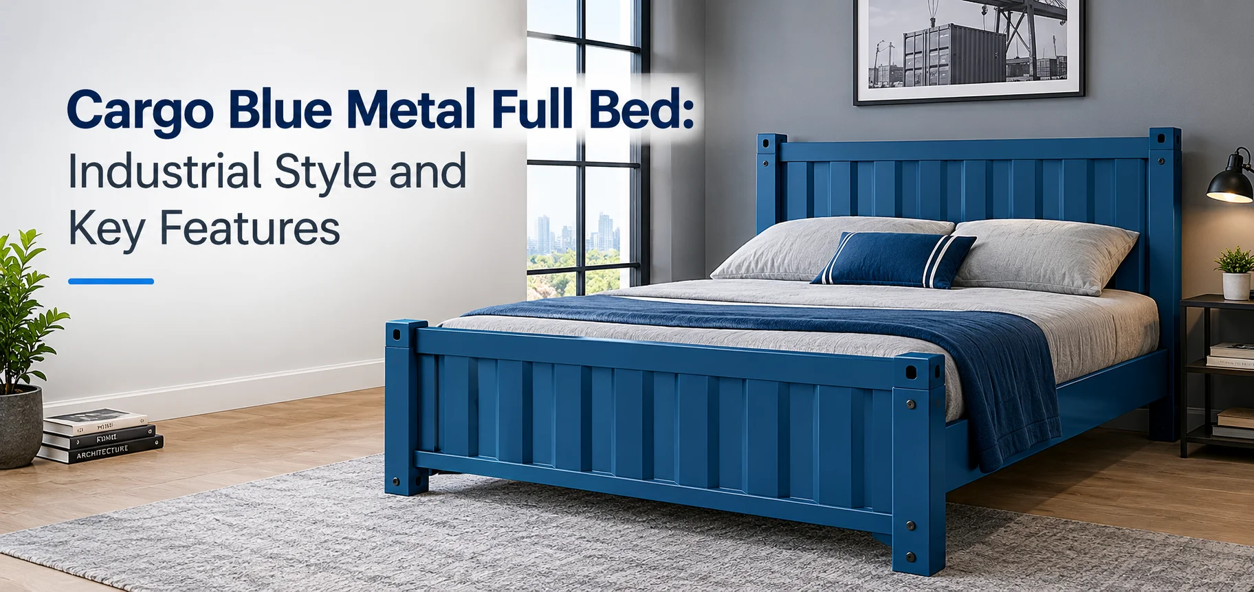 Cargo Blue Metal Full Bed