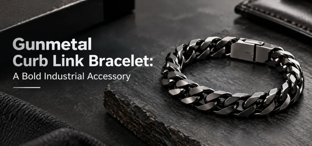 gun metal brushed stainless steel curb link bracelet