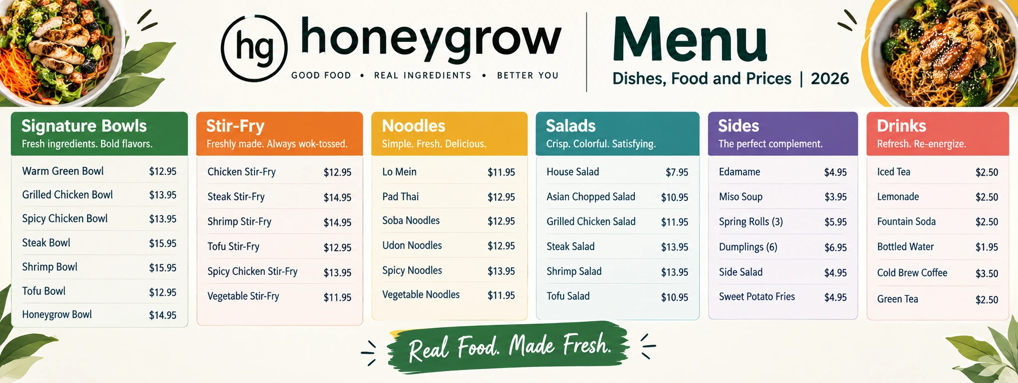 Honeygrow Menu