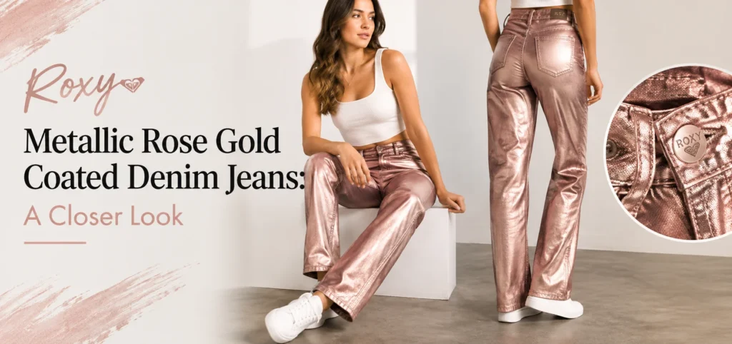 Roxy Metallic Rose Gold Coated Denim Jeans
