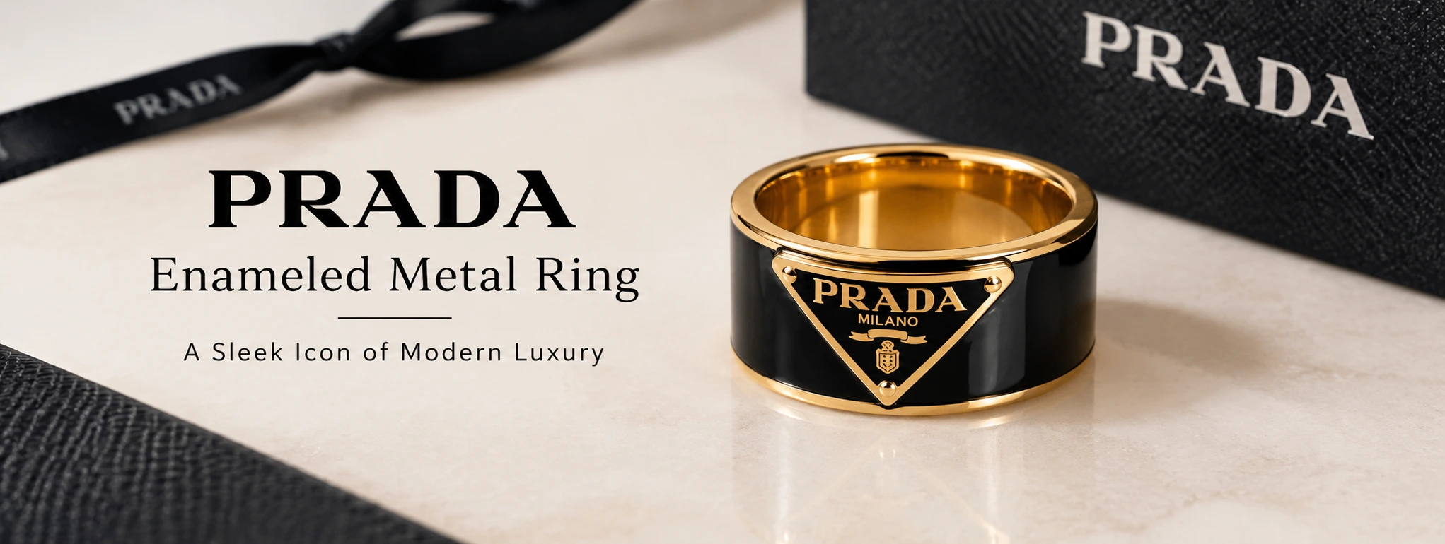 Prada Enameled Metal Ring