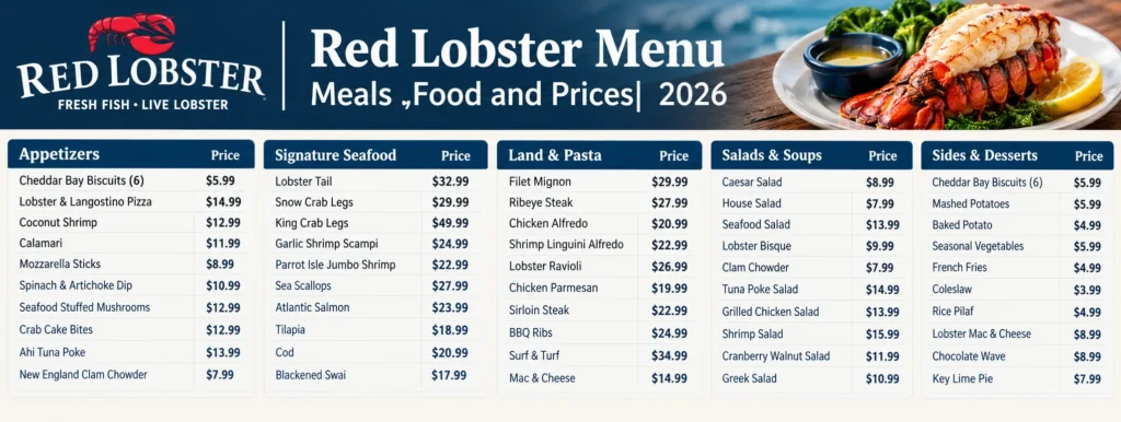Red Lobster Menu