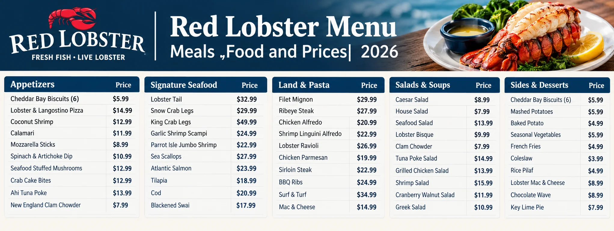Red Lobster Menu
