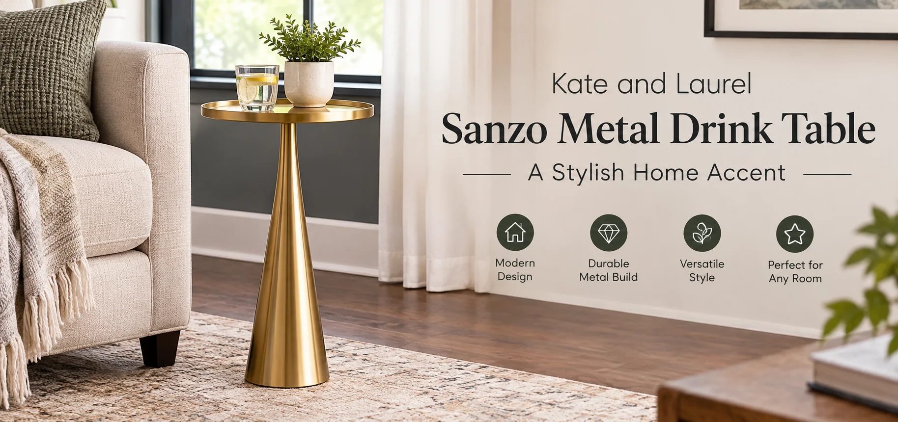 Kate and Laurel Sanzo Metal Drink Table
